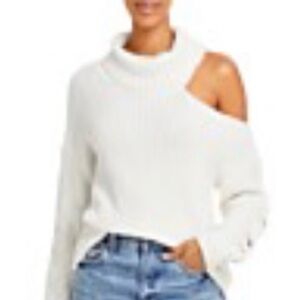 Aqua Ribbed Cream Turtleneck Sweater